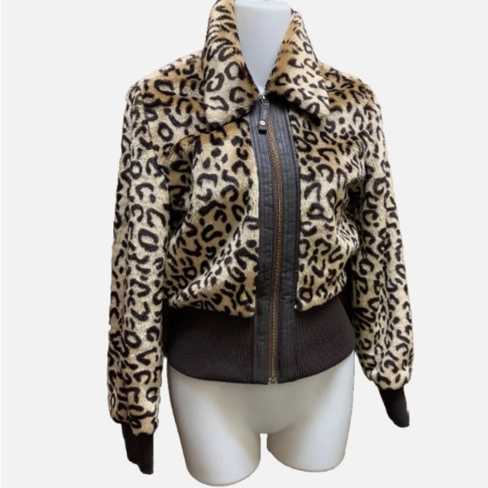 Candie's Brown Leopard Print Teddy Jacket